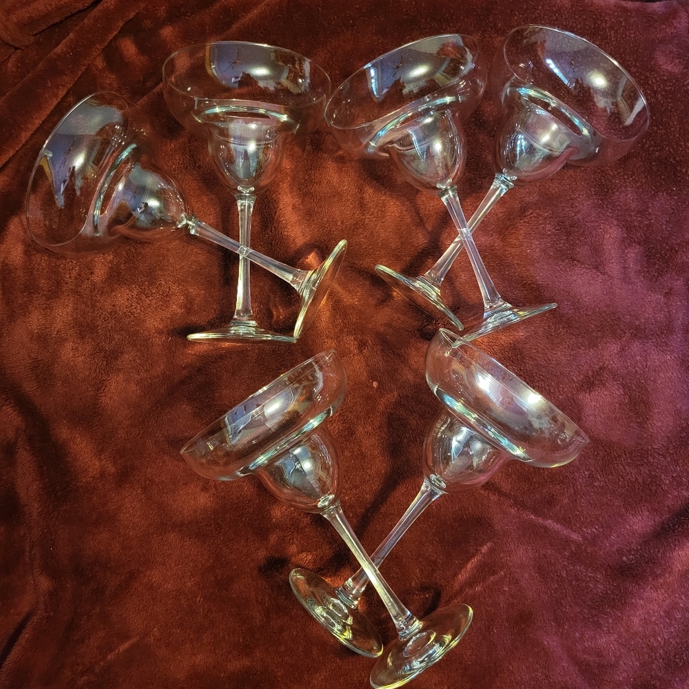 6 Clear Glass Margarita Glasses